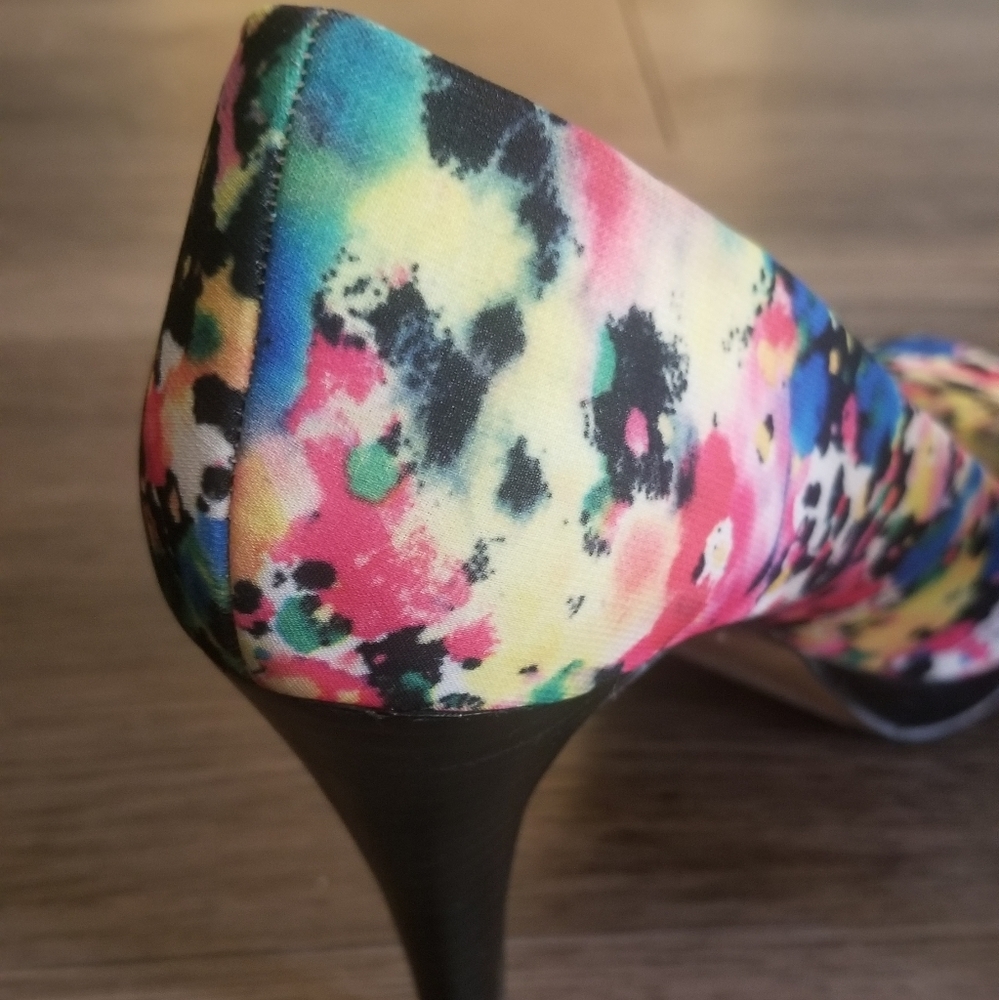 Paint Splatter Peeptoe Shoes - Picture 2 of 10